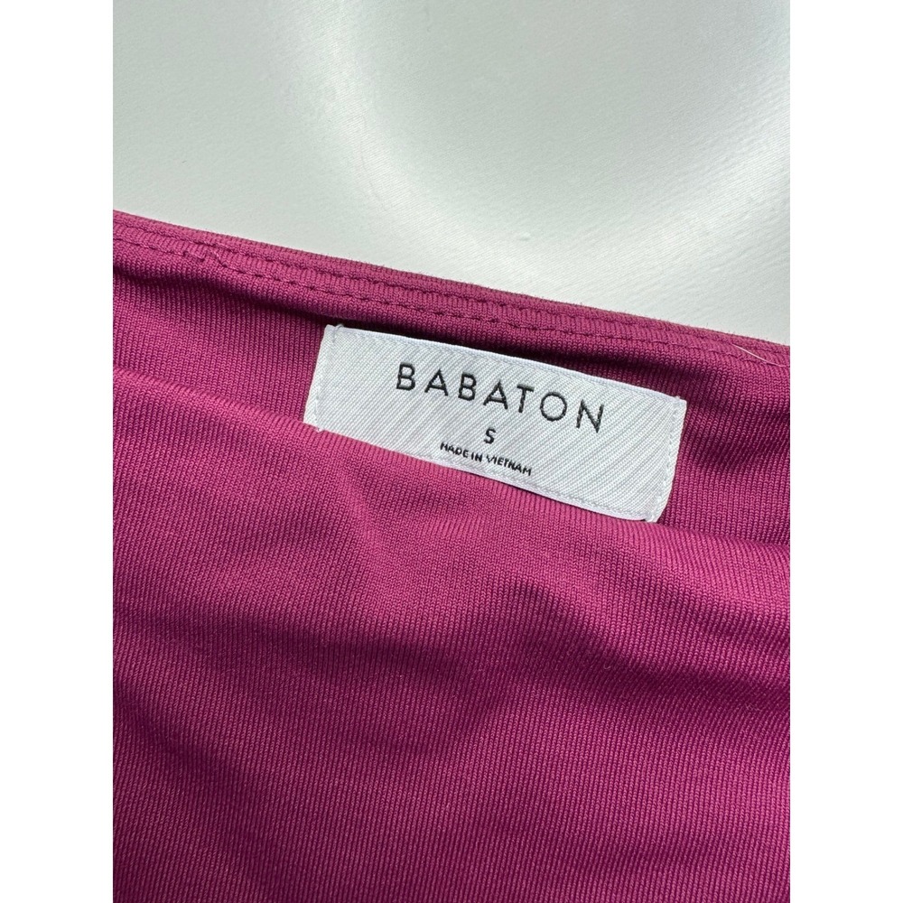 Babaton Square Neck Long Sleeve Bodysuit Berry Purple Contour Size S - Picture 3 of 5
